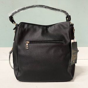 NWT Realer Black Vegan Leather Satchel Bag
